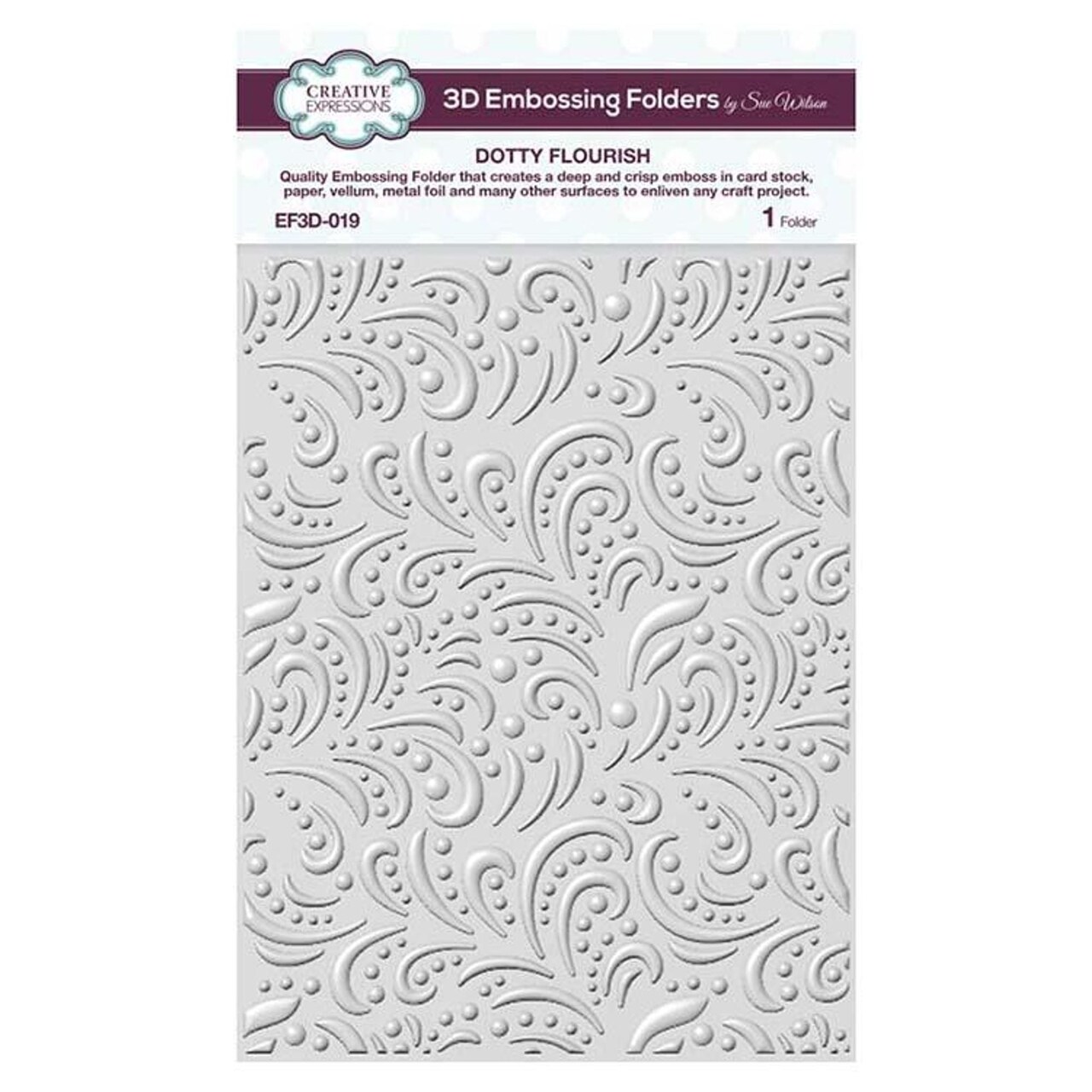 Creative Expressions 3D Embossing Folder 5 3/4 x 7 1/2 Dotty Flourish